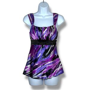 IZ Byer California Women’s Y2K Satin Babydoll Tie Back Top XS Purple Going Out